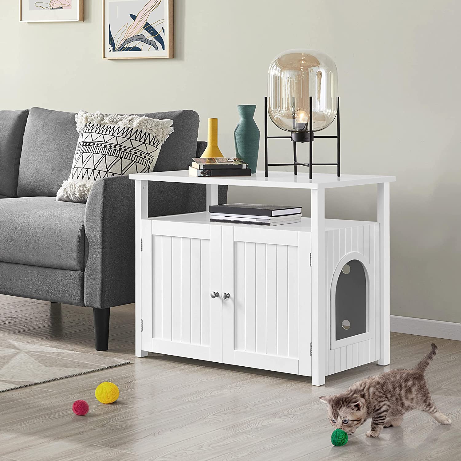 Cat Litter Box Enclosure with Storage Shelf H58845