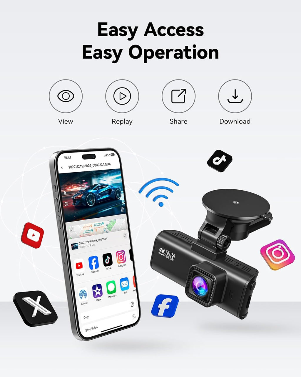 4K/2.5K Full HD Dash Cam with 32GB Card N30642