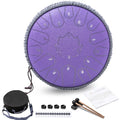 13 Inch 15 Notes Steel Tongue Drum with Travel Bag Drumsticks Holder Finger Paddles and Music Book J99882