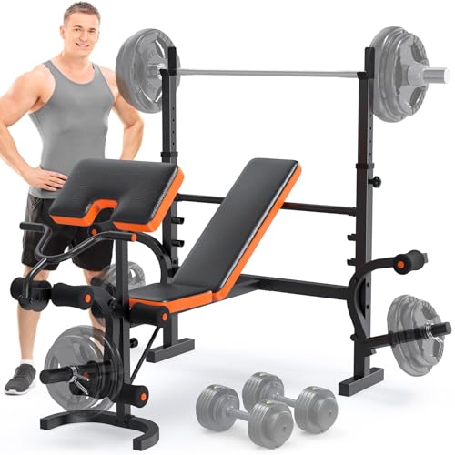 Adjustable Weight Bench with Leg Extension, Preacher Curl & Butterfly Arm, 990lbs Heavy Duty Bench Press C84127