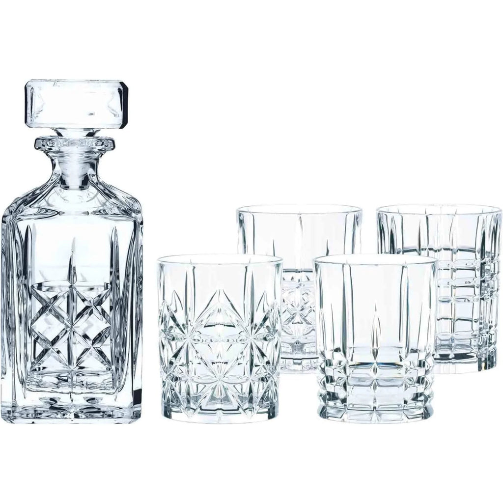 5-Piece Clear Decanter and Whiskey Glass Set S19801