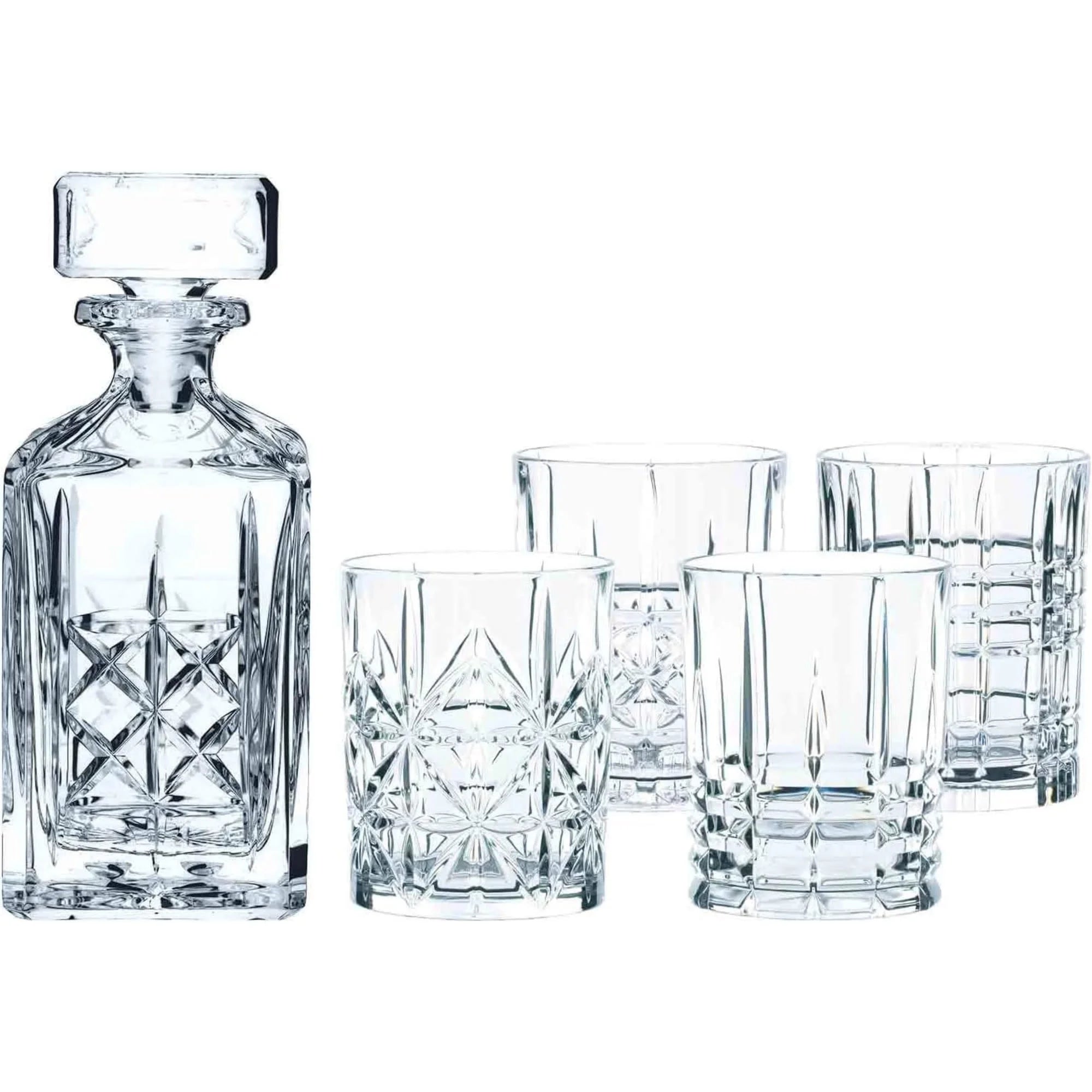 5-Piece Clear Decanter and Whiskey Glass Set S19801