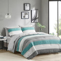 Queen Aqua/Grey 7 Piece Microfiber Comforter Set N213541