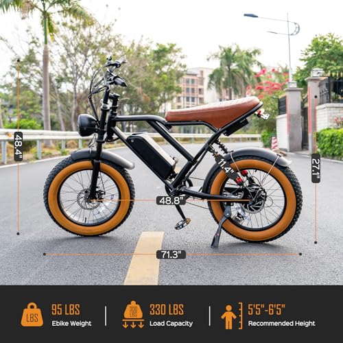 1000W 20" Fat Tire 48V 17.5AH Removable Battery Electric Bike M44800