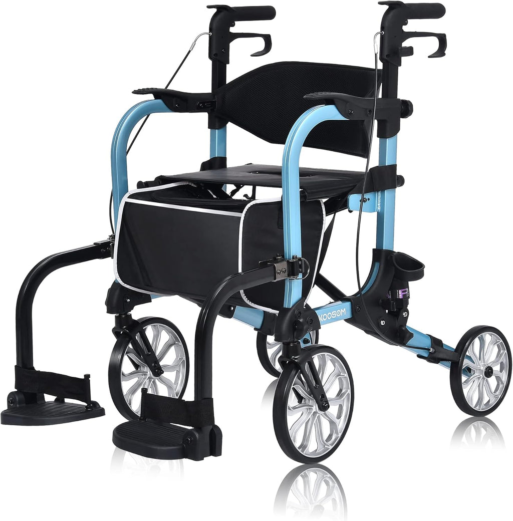 4 Wheel Rollator Walker Chair with Seat and Footrest F5340