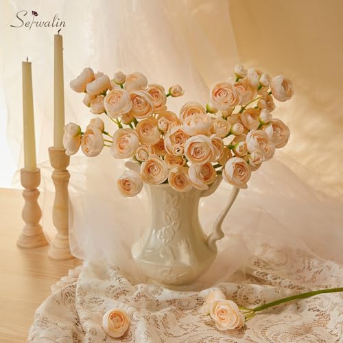 18 Pcs Artificial Silk Ranunculus Bouquet Wine Red S54964