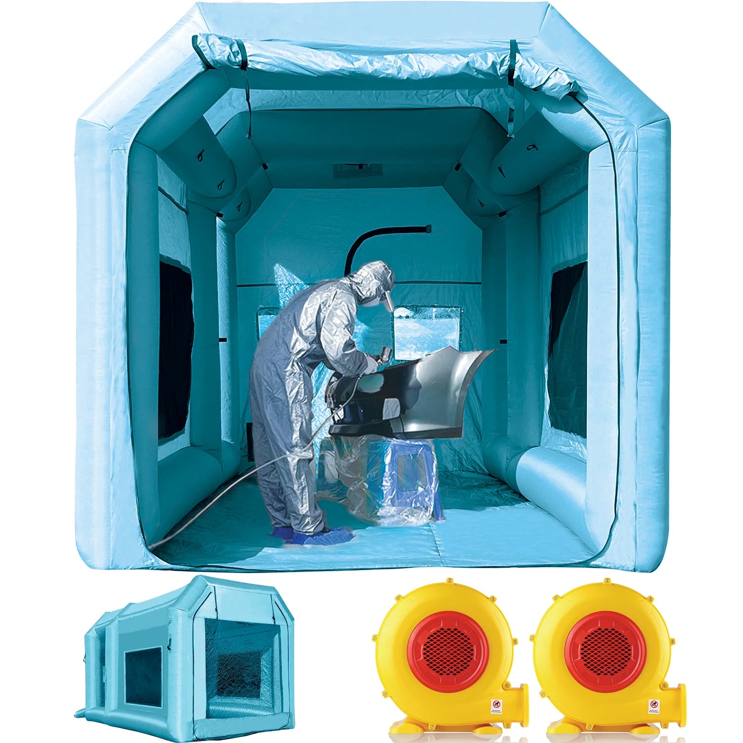 13X8.2X8.2Ft Portable Inflatable Paint Booth Tent with Two Blower B50166