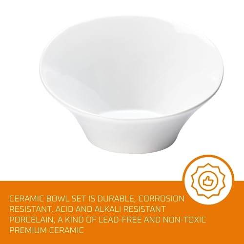 White Ceramic Porcelain Salad Bowls Set of 2 D62068