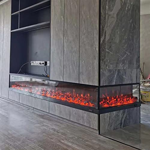 Electric Fireplace L-shaped Corner Decorative Embedded Simulation 3D Flame With Remote Control F65848