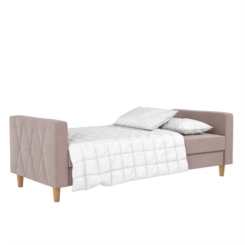 Blush Velvet Futon with Storage N3025