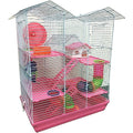 Large Twin Tower 5-Levels Crossing Tube Habitat Wire Animal Cage with Deep Base N314