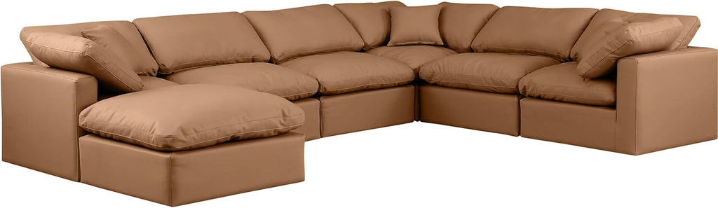 Cognac Vegan Leather Sectional X434970
