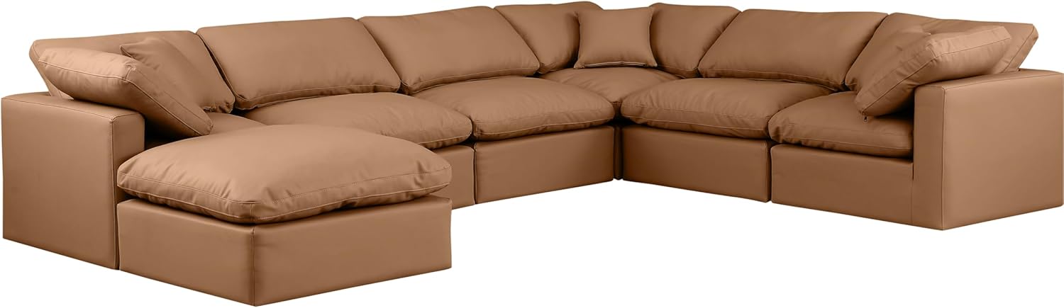 Cognac Vegan Leather Sectional X434970