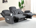 Grey 3 Seater Recliner Sofa with Cup Holders S939