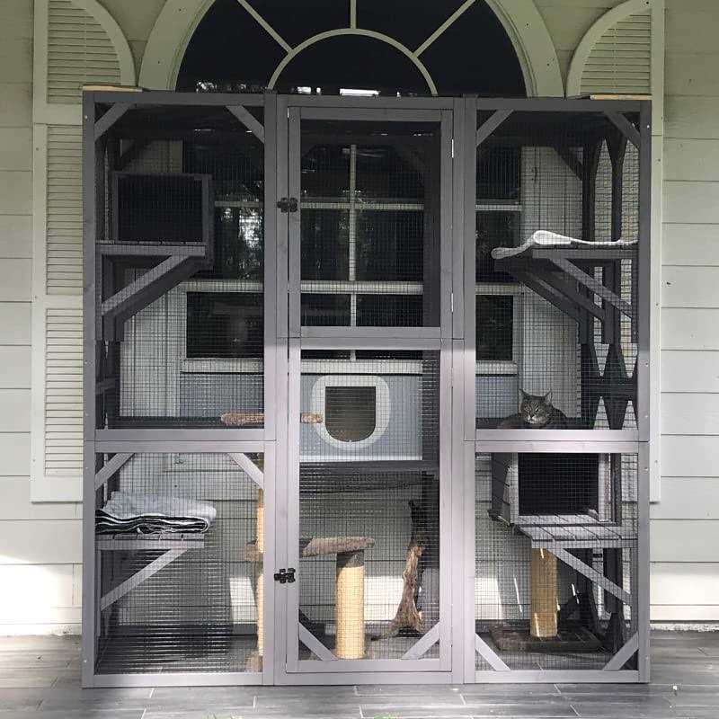Large Cat House Outdoor Cat Enclosure Indoor Cage Kitty Condo Playpen with Door L207691