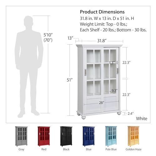 Red Bookcase with Sliding Glass Doors N523