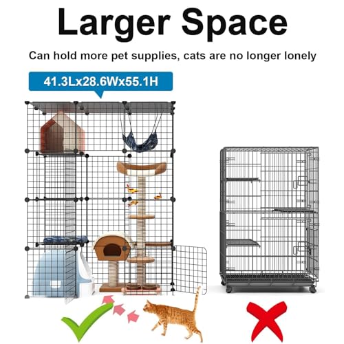 Large Cat Cage with Balcony Detachable Metal Wire Kennels Crate N5434