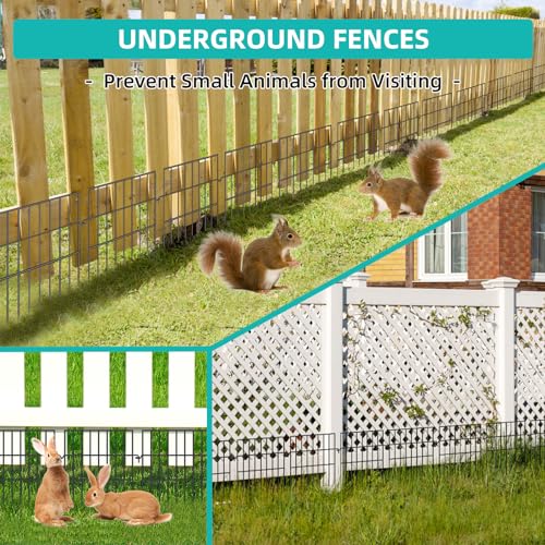 25 Panels No Dig Rustproof Metal Garden Fence, 17in x 27ft B34696