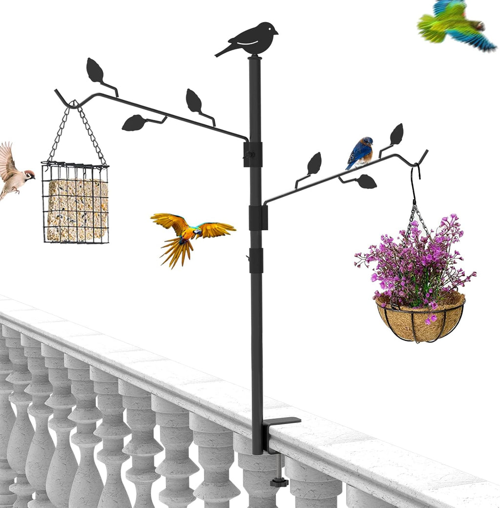 Deck Bird Feeder Pole with 2 Adjustable Branches W5580