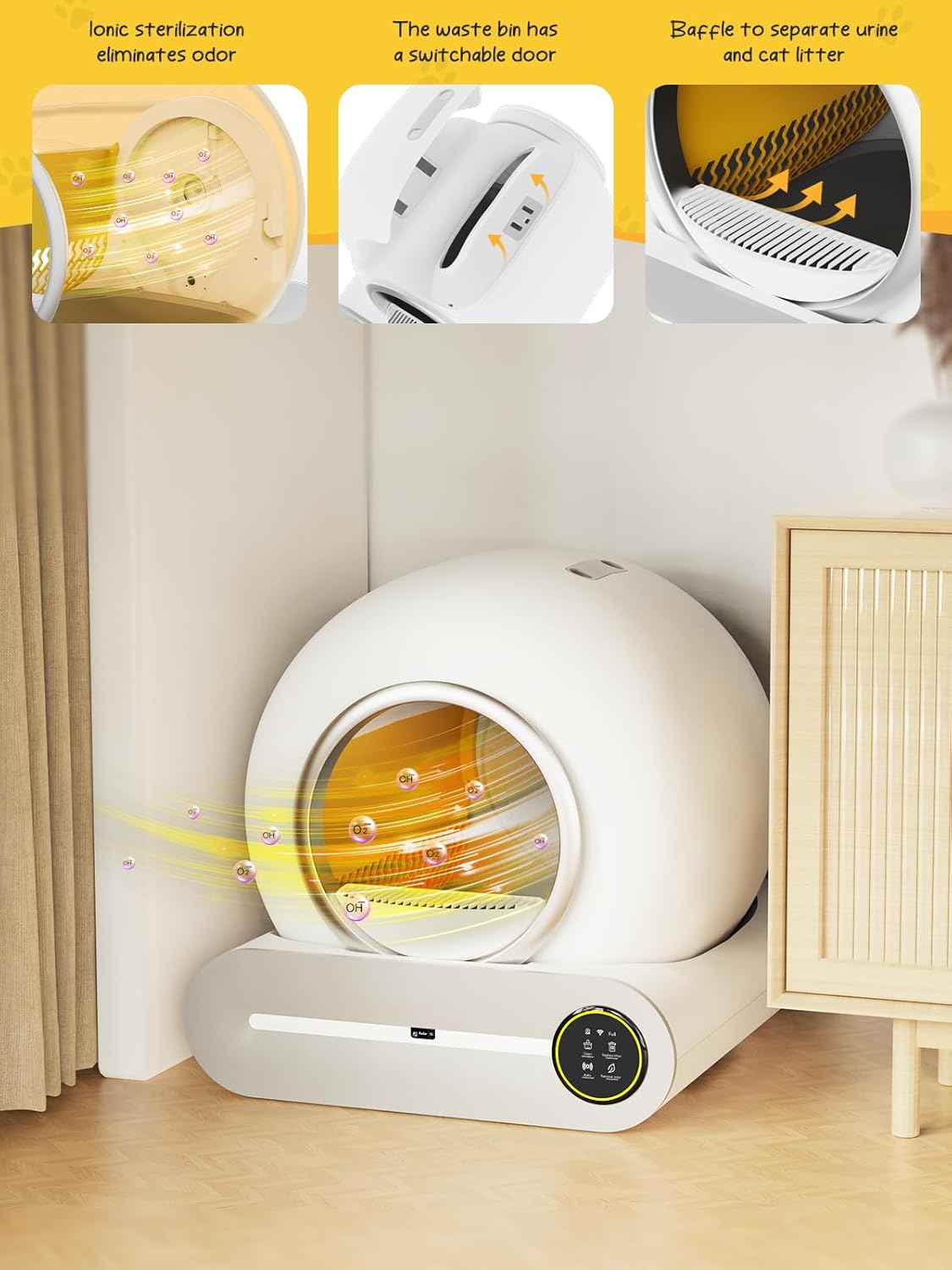 65L+9L Capacity Self-Cleaning Litter Box X1386