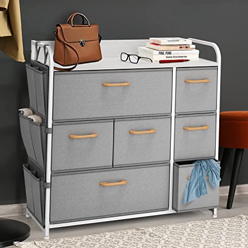 Gray 4 Drawer Fabric Dresser N4481