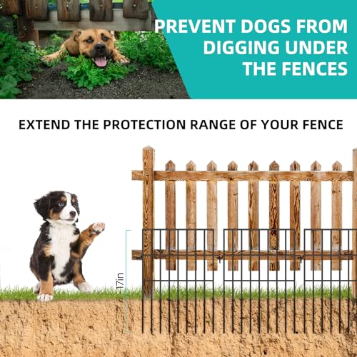 25 Panels No Dig Rustproof Metal Garden Fence, 17in x 27ft B34696