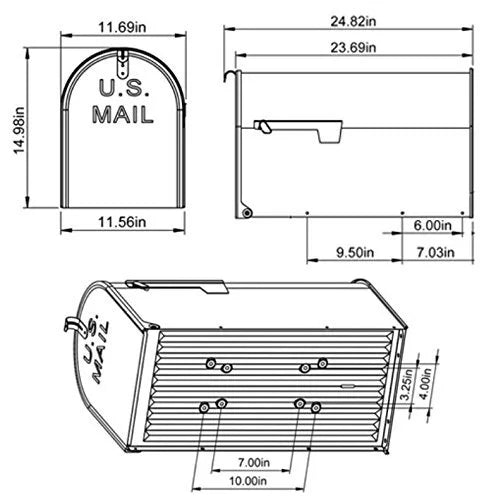 Black Steel Post Mount Mailbox G531