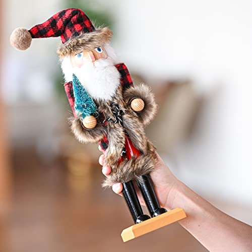 Red and Black Wooden Nutcracker Santa Claus 15" A70086