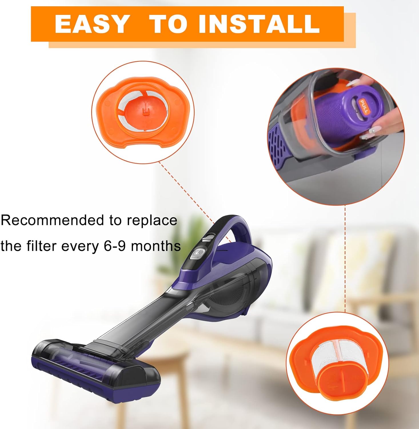 Filter Replacement Compatible with Black and Decker Hand Vacuum, Washable Hand Vacuum Filter (1PACK) R34870