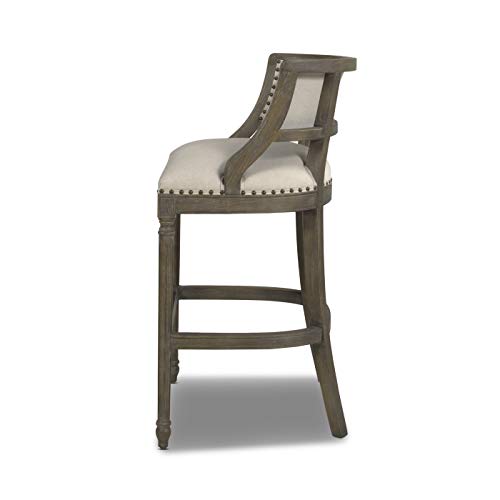 Dark Heathered Grey Linen Counter Height Bar Stool with Backrest U136374