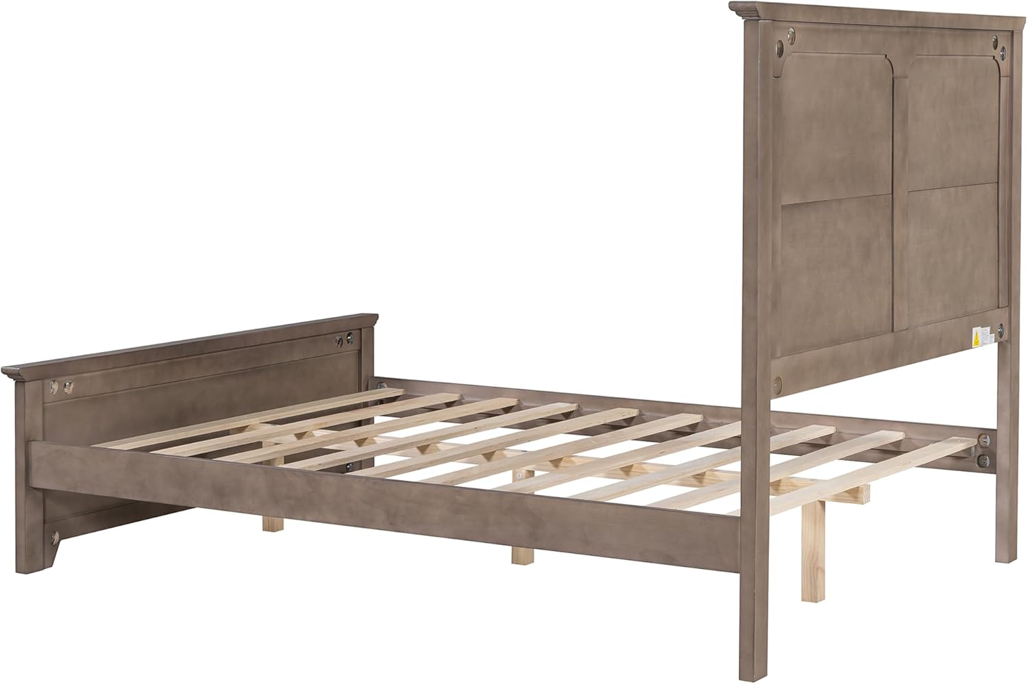 Full Size Wood Platform Bed with High Headboard and Footboard E64344