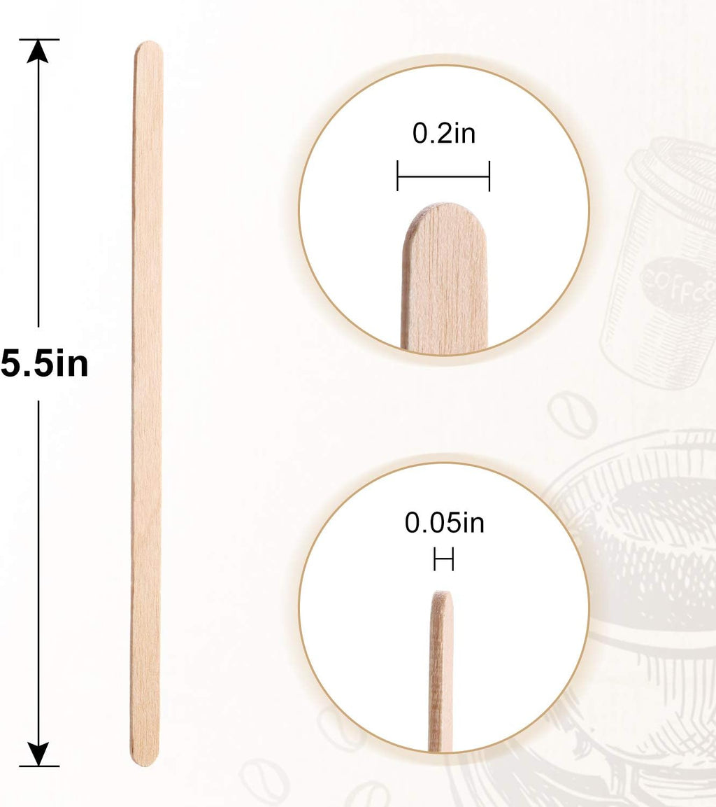Wooden Stir Sticks 5.5 Inches 500PCS Individually Wrapped Natural Birch O35600