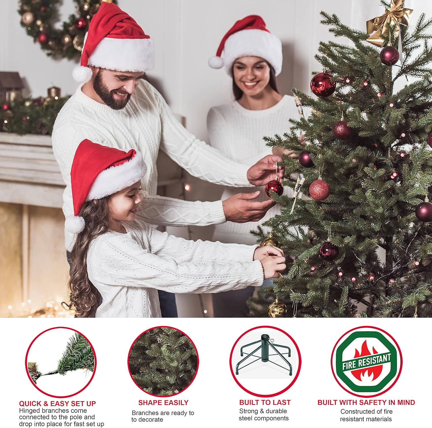 7.5 Foot Pre-Lit Artificial Christmas Tree with 700 Clear Lights K221