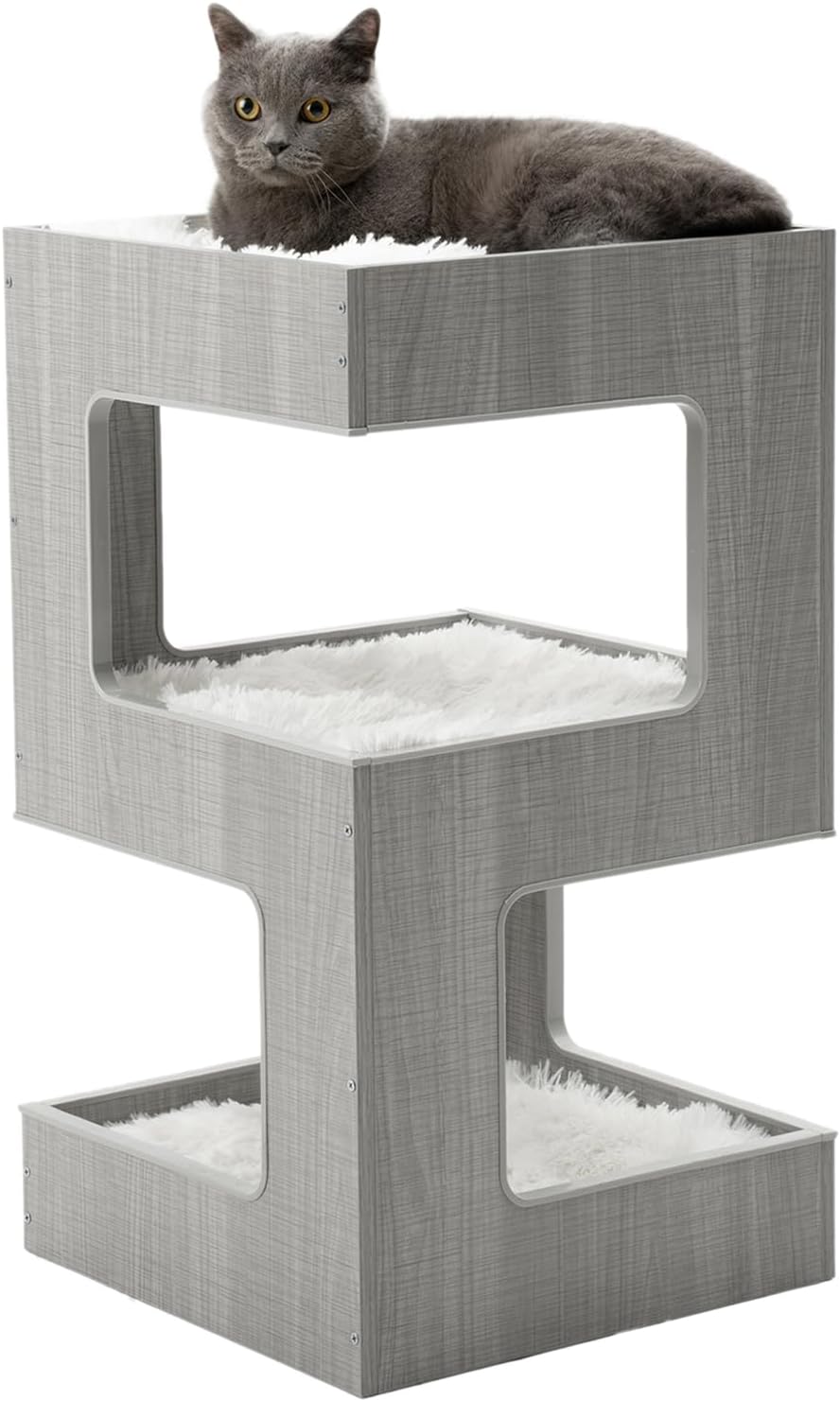 27.5 Inch Multi-Level Cat Tree with Removable Soft Blanket M573759