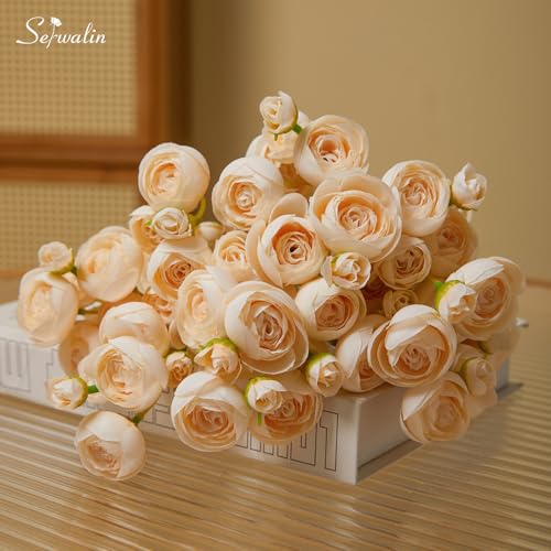 18 Pcs Artificial Silk Ranunculus Bouquet Wine Red S54964