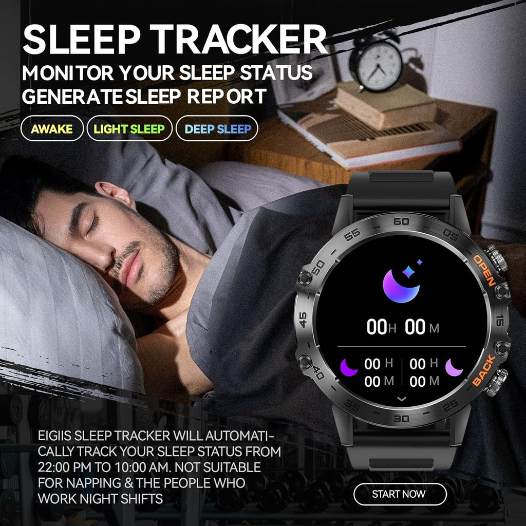 Rugged Tactical Smartwatch 1.39'' HD Screen Black Z4622