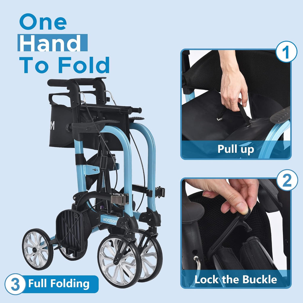 4 Wheel Rollator Walker Chair with Seat and Footrest F5340