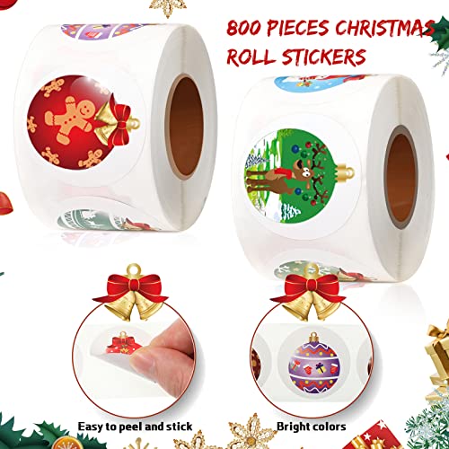 800 Pieces Christmas Stickers Roll 16 Designs Cards Envelope Stickers R369787