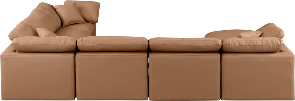 Cognac Vegan Leather Sectional X434970
