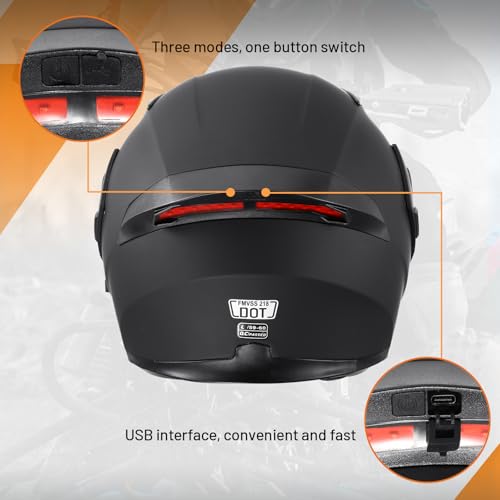 Matte Black Modular Full Face Motorcycle Helmet J10014