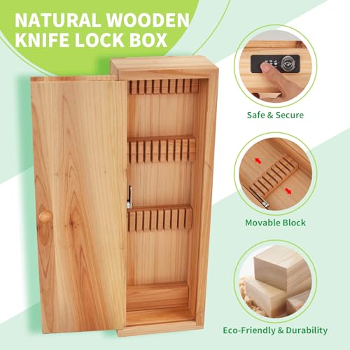 Wooden Knife Storage Box with Lock Q7597