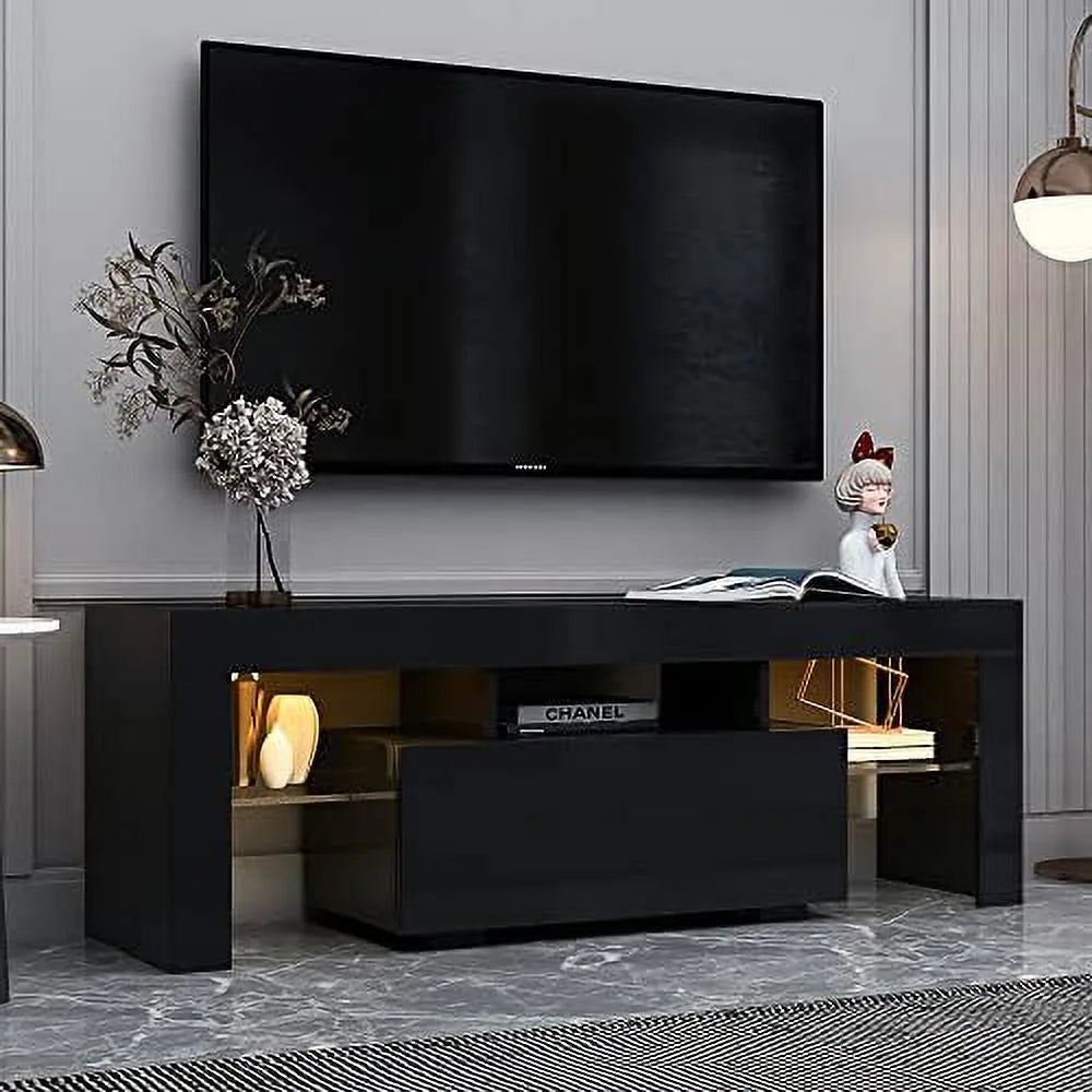 Modern TV Stand with 2 Cabinets Entertainment Center Wood TV Unit V2998
