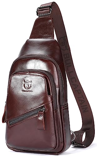 Leather Sling Chest Bag Crossbody Backpack with USB Charging Port Y725