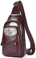 Leather Sling Chest Bag Crossbody Backpack with USB Charging Port Y725