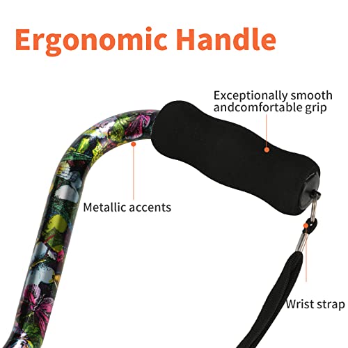 Folding Lightweight Offset Handle Adjustable Walking Stick H6375