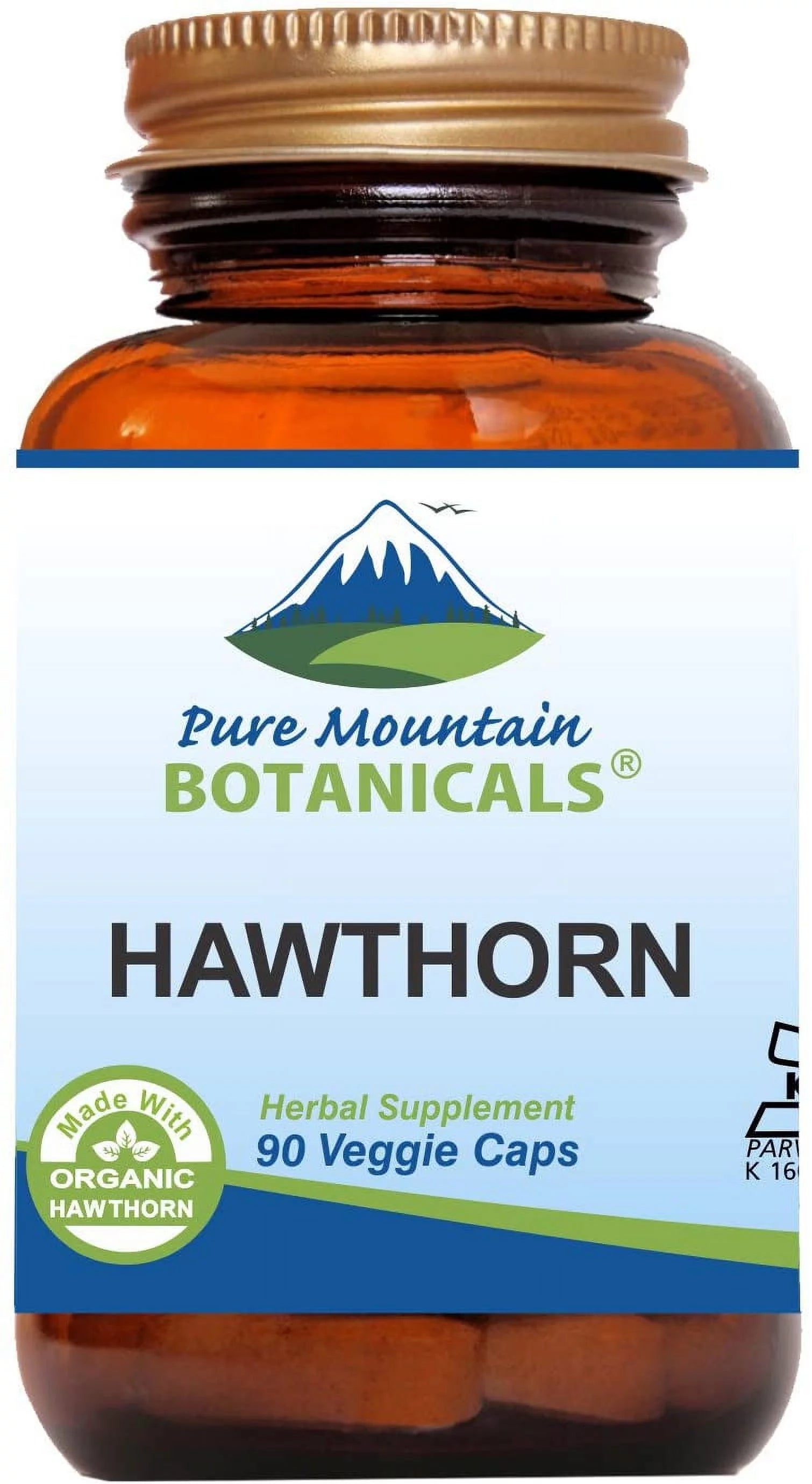 90 Kosher Vegan Capsules 1000mg Organic Hawthorn Berry A747