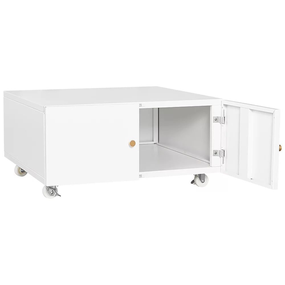 White Printer Stand with Storage Cabinet and Wheels G73557