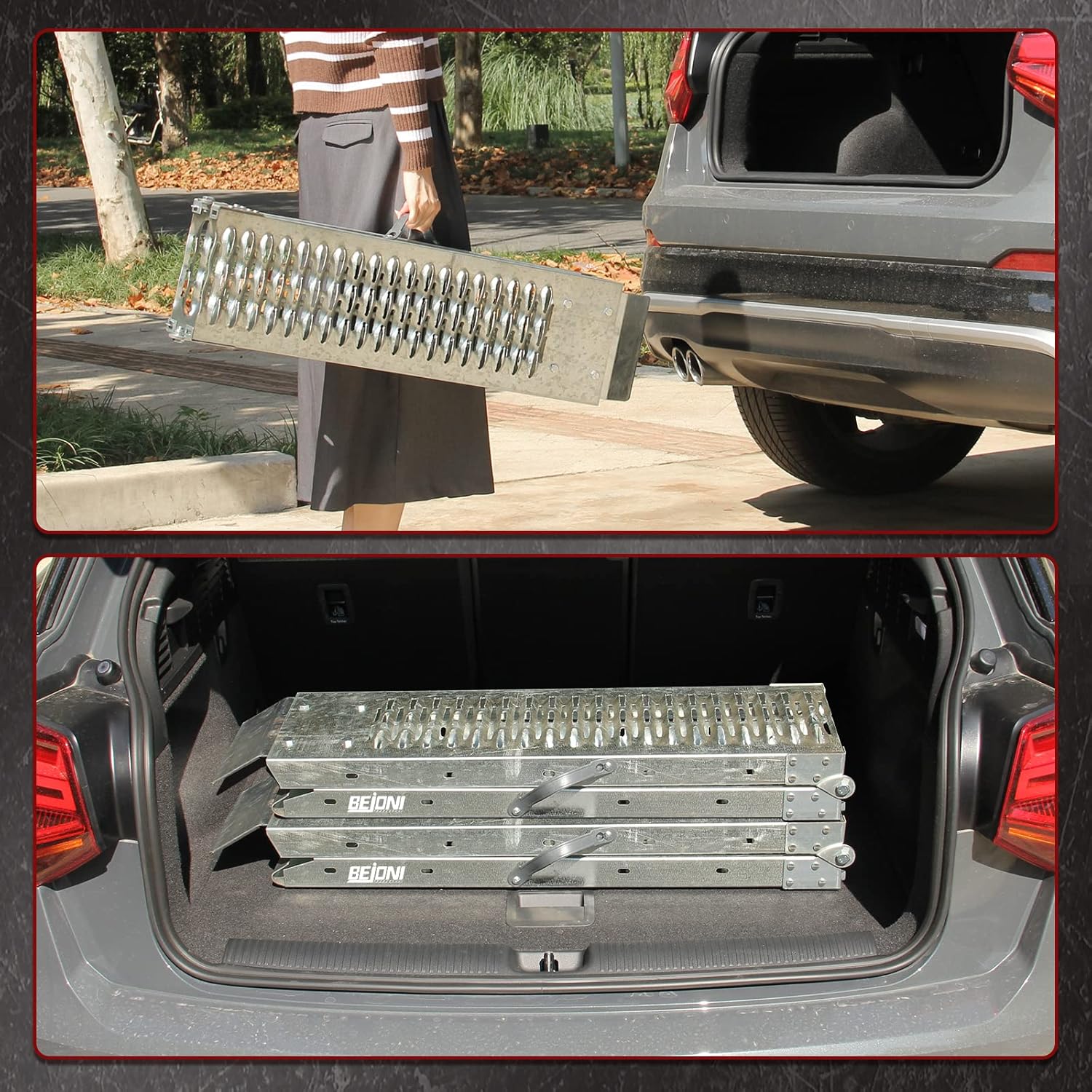 67'' x 8.7'' Folding Heavy Duty Steel Loading Ramps, 950 lb Capacity, 1 Pair O8697