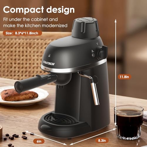 Black 3.5 Bar Espresso Coffee Machine with Steam Milk Frother C50036