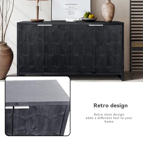 3-Door Sideboard Storage Cabinet with Wooden Texture U48566